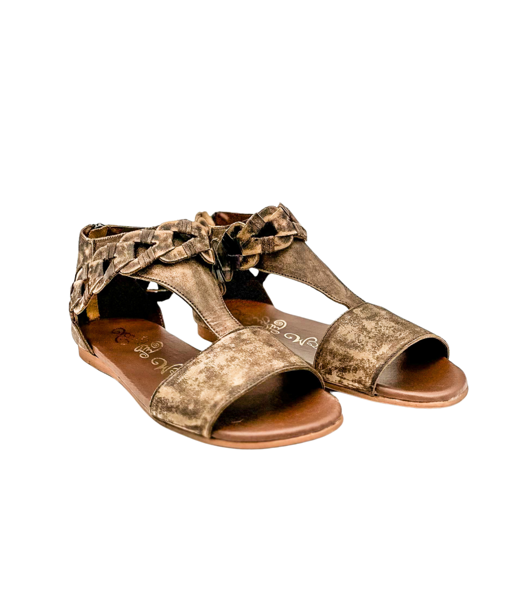 Loop D Loop Sandals Tan Genuine Leather Back Zipper Naughty Monkey